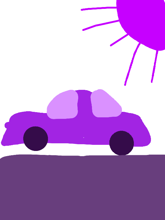 Purple car on a purple road w purple sun